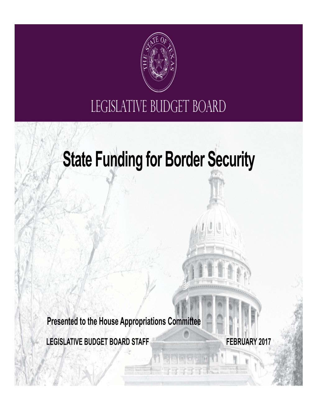 State Funding for Border Security