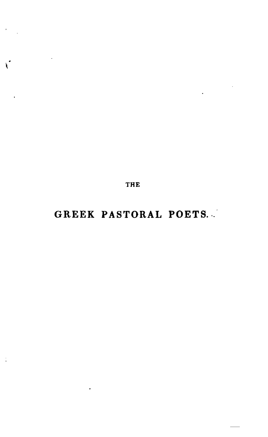 Greek Pastoral Poets