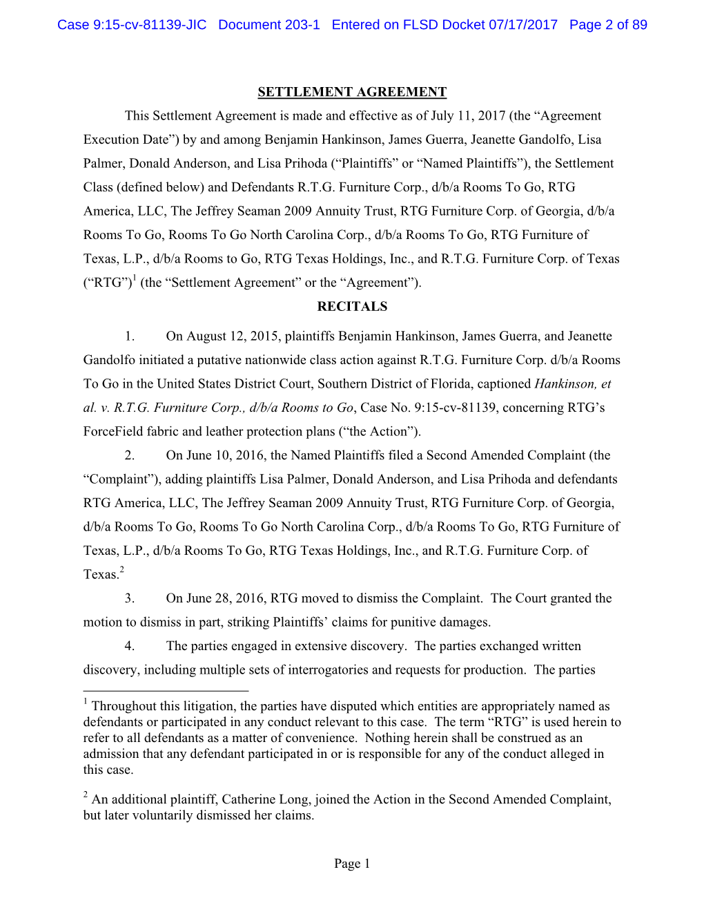 Case 9:15-Cv-81139-JIC Document 203-1 Entered on FLSD Docket 07/17/2017 Page 2 of 89