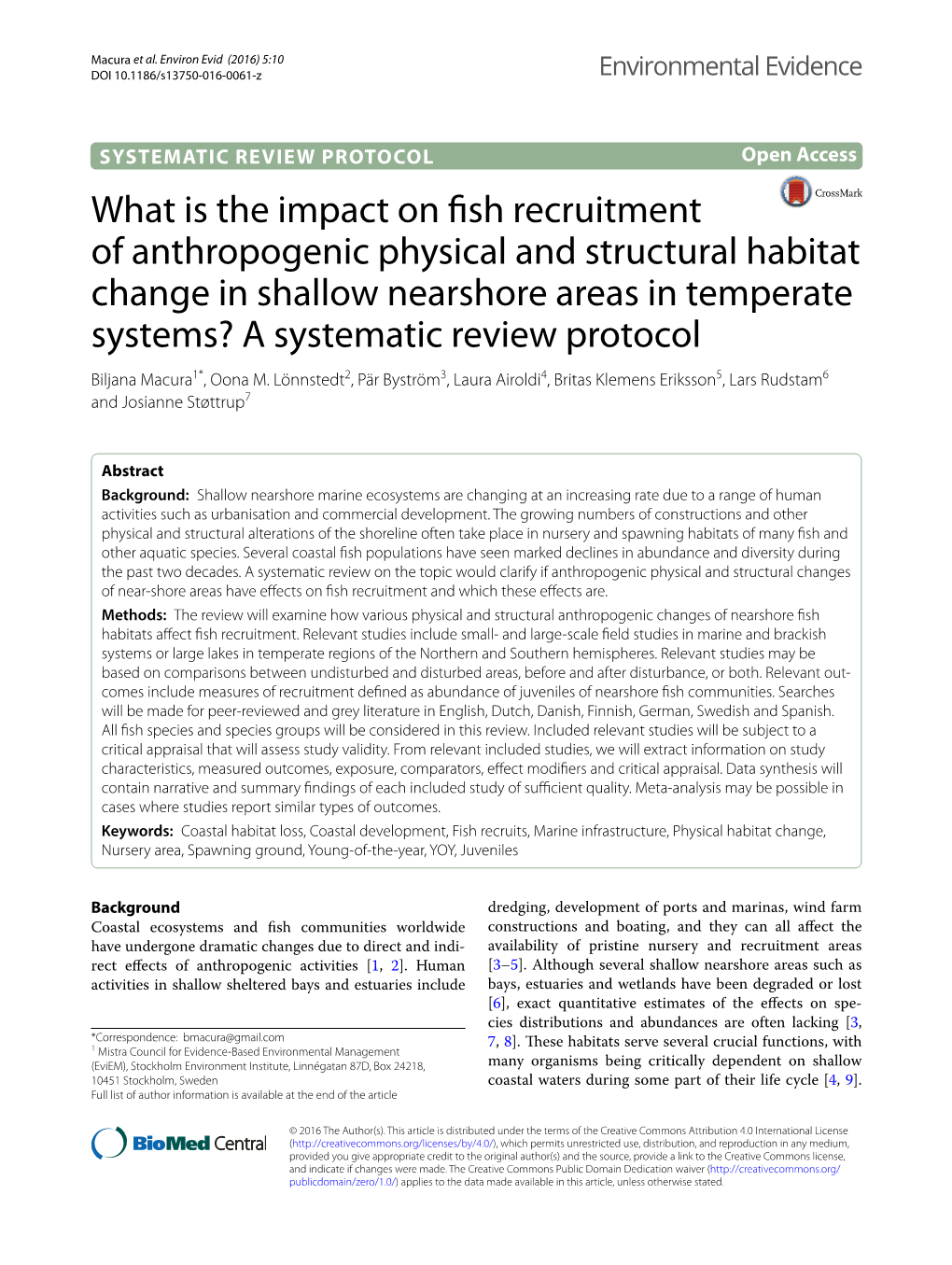 What Is the Impact on Fish Recruitment of Anthropogenic Physical and Structural Habitat Change in Shallow Nearshore Areas In