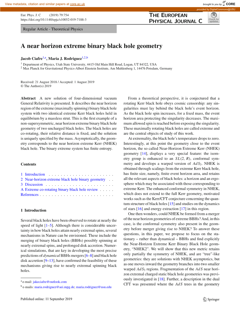 A Near Horizon Extreme Binary Black Hole Geometry