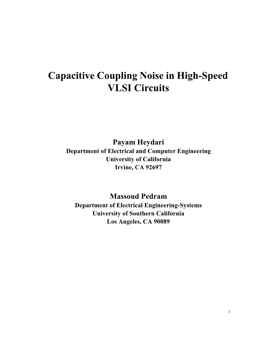Capacitive Coupling Noise in High-Speed VLSI Circuits