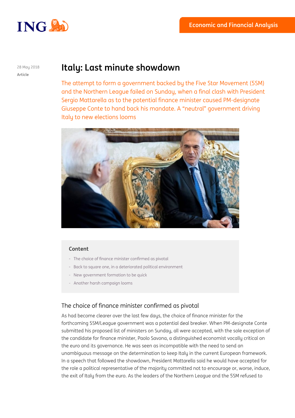 ING Think | PDF | Italy: Last Minute Showdown