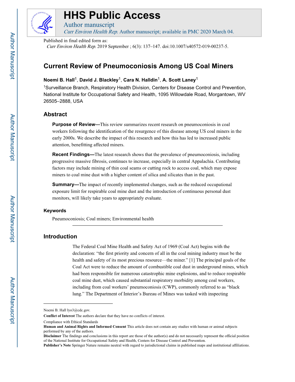 Current Review of Pneumoconiosis Among US Coal Miners