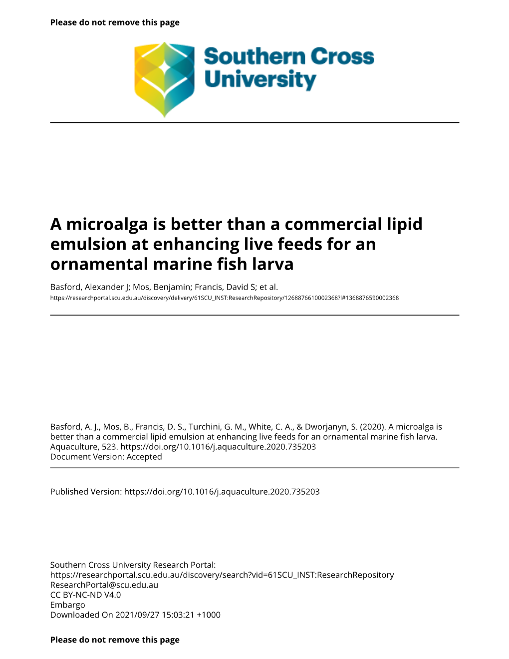 A Microalga Is Better Than a Commercial Lipid Emulsion at Enhancing Live Feeds for an Ornamental Marine Fish Larva