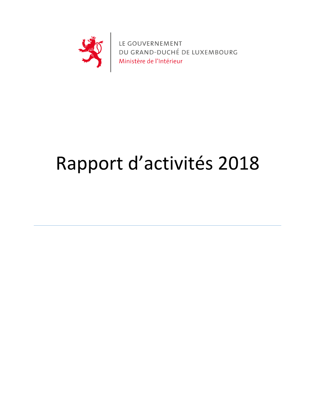 Rapport D'activité 2018 Du Ministère De L'intérieur