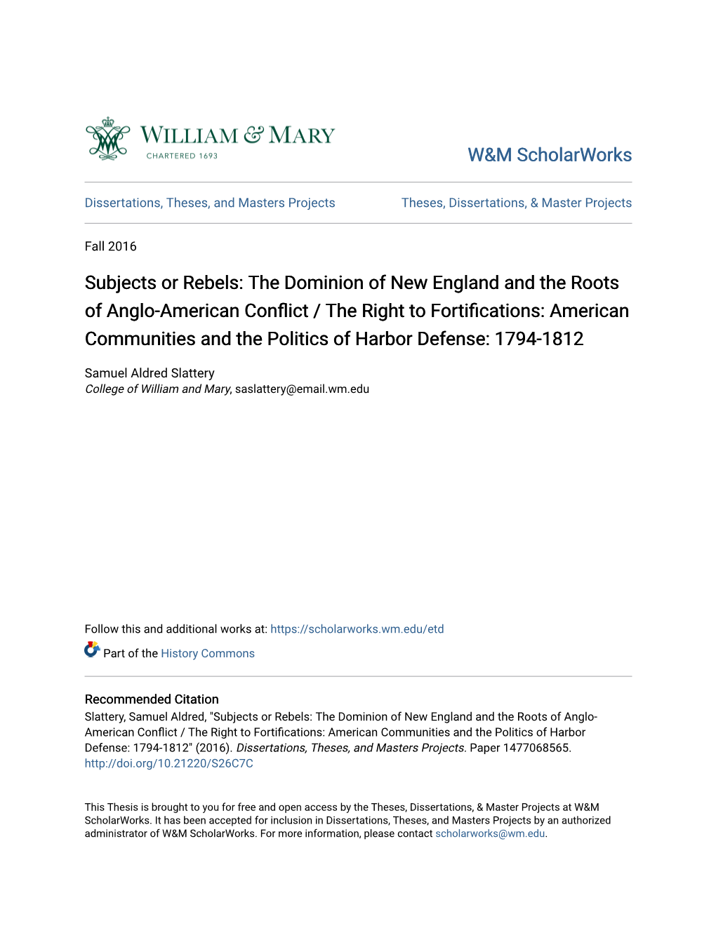 Subjects Or Rebels: the Dominion of New England and the Roots Of