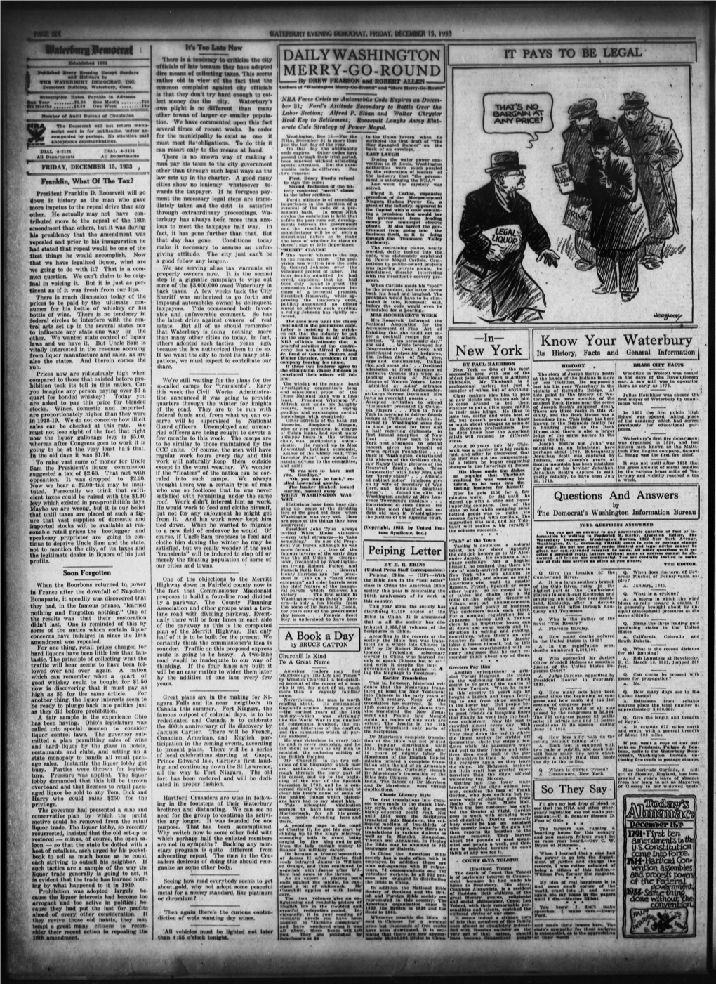 Waterbury’S Expiree $*.50 One Week .Llo Ber 31; Ford’S Attitude to Battle Over Own Plight Is No Different Than Many Secondary the Labor Section; Alfred P