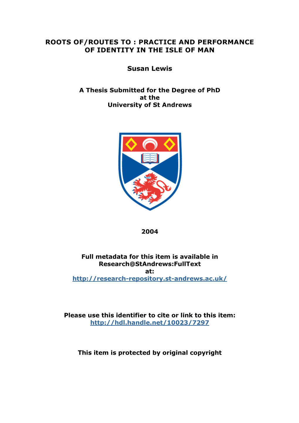 Susan Lewis Phd Thesis