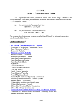 ANNEX 15-A Section 1: Central Government Entities