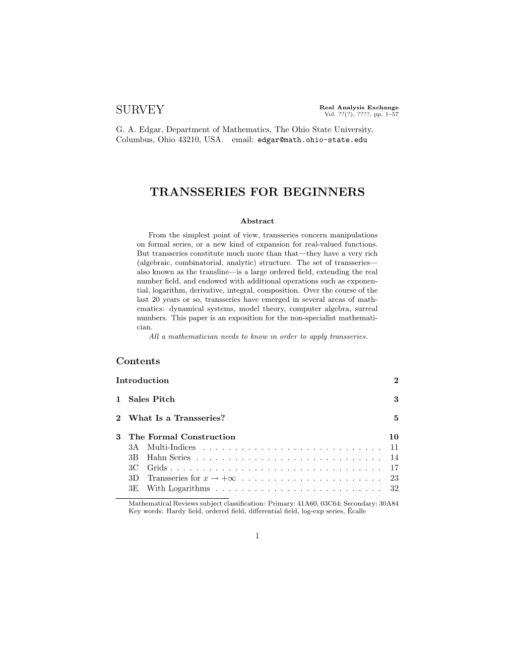 Survey Transseries for Beginners