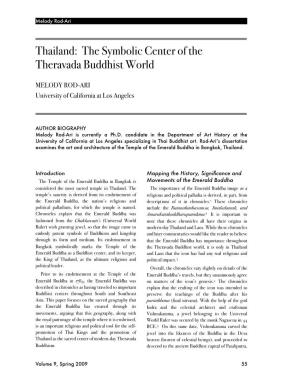 Thailand: the Symbolic Center of the Theravada Buddhist World