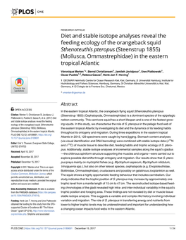 Diet and Stable Isotope Analyses Reveal The