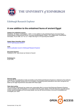 A New Addition to the Embalmed Fauna of Ancient Egypt