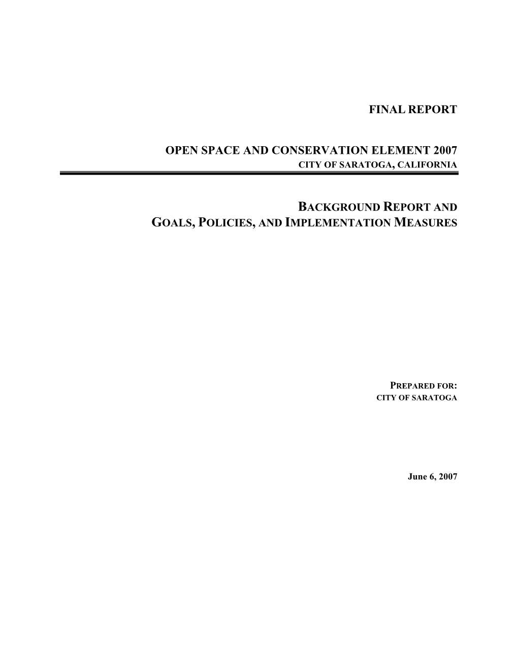 Final Report Open Space and Conservation Element 2007