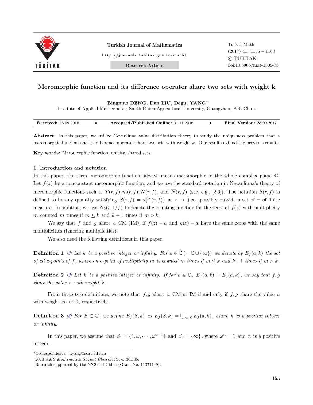 Meromorphic Function and Its Difference Operator Share Two Sets