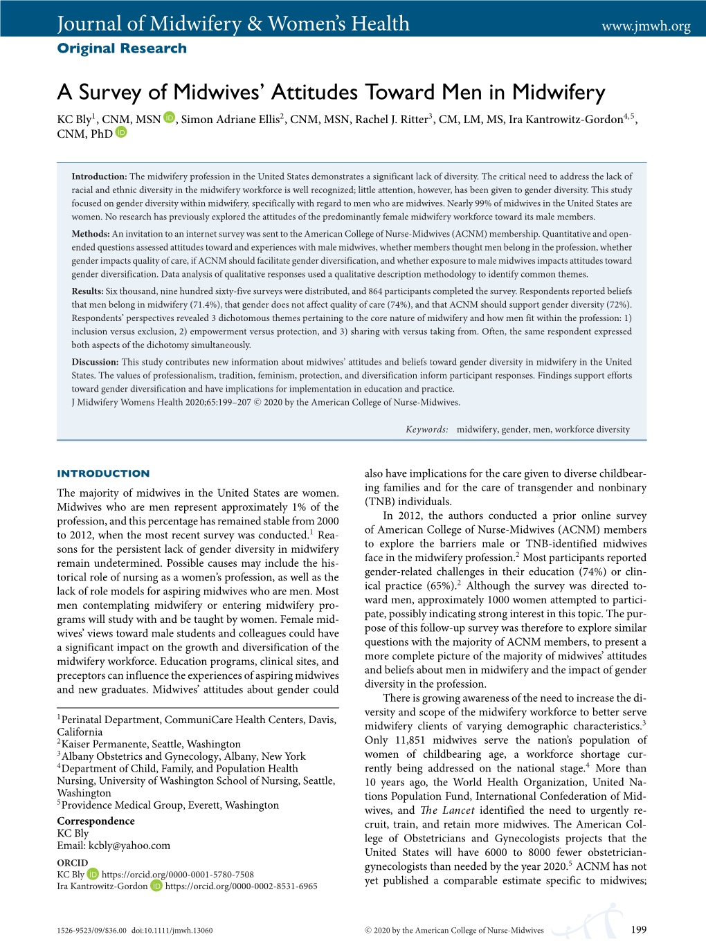 A Survey of Midwives' Attitudes Toward Men in Midwifery