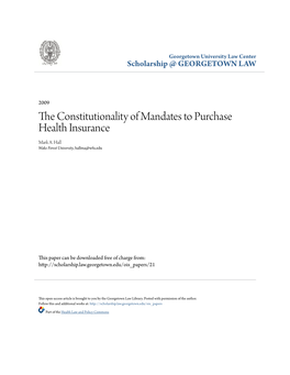 The Constitutionality of Mandates to Purchase Health Insurance
