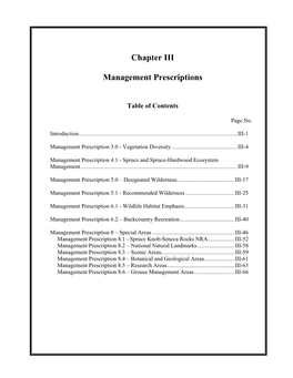 Chapter III Management Prescriptions 8.1 – 8.6