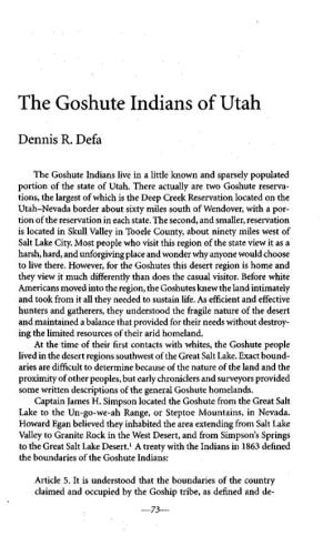 The Goshute Indians of Utah