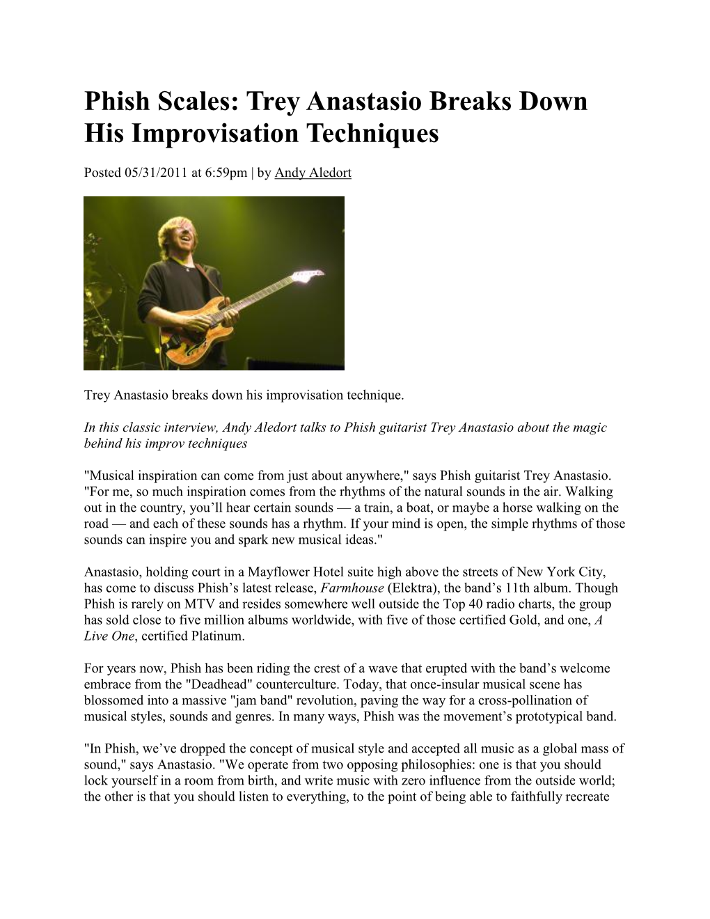 Phish Scales: Trey Anastasio Breaks Down His Improvisation Techniques