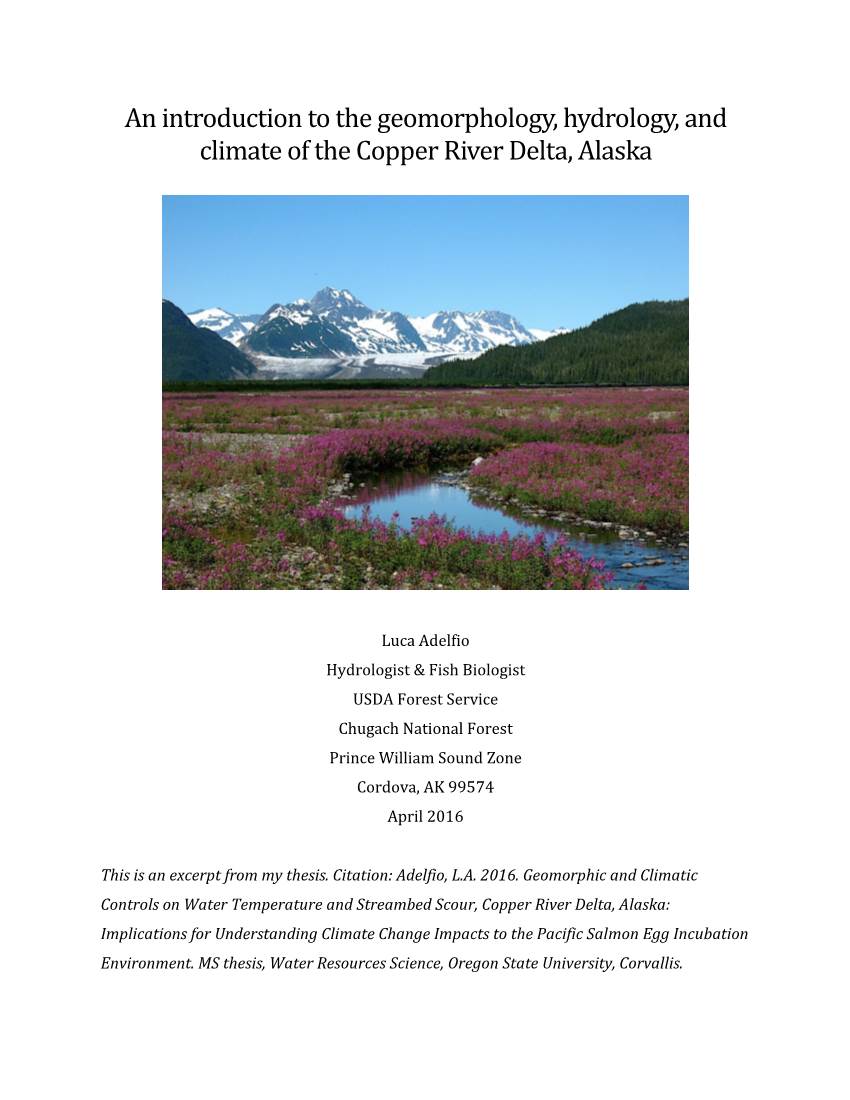 Geomorphology, Hydrology, and Climate of the Copper River Delta, Alaska
