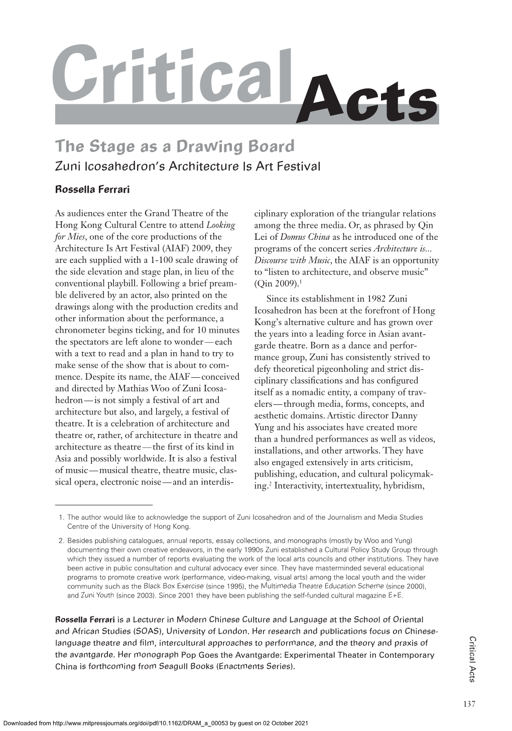 The Stage As a Drawing Board
