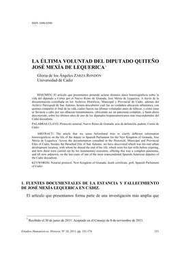 La Última Voluntad Del Diputado Quiteño José Mexía De Lequerica1