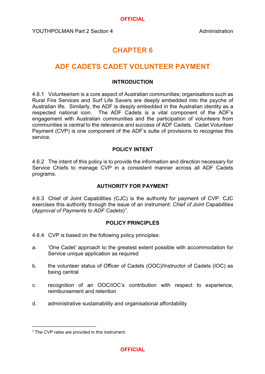 Chapter 6 Adf Cadets Cadet Volunteer Payment