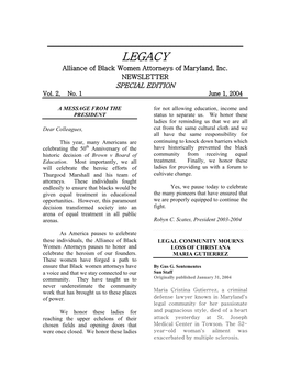 LEGACY Alliance of Black Women Attorneys of Maryland, Inc