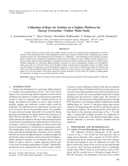 Utilisation of Ram Air Turbine on a Fighter Platform for Energy Extraction : Failure Mode Study