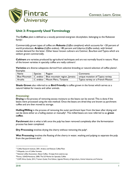 Unit 3: Frequently Used Terminology