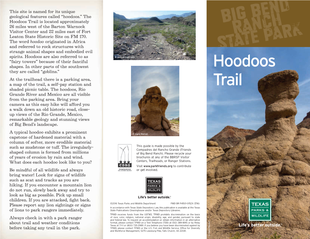Hoodoos Trail Brochure, Big Bend Ranch State Park