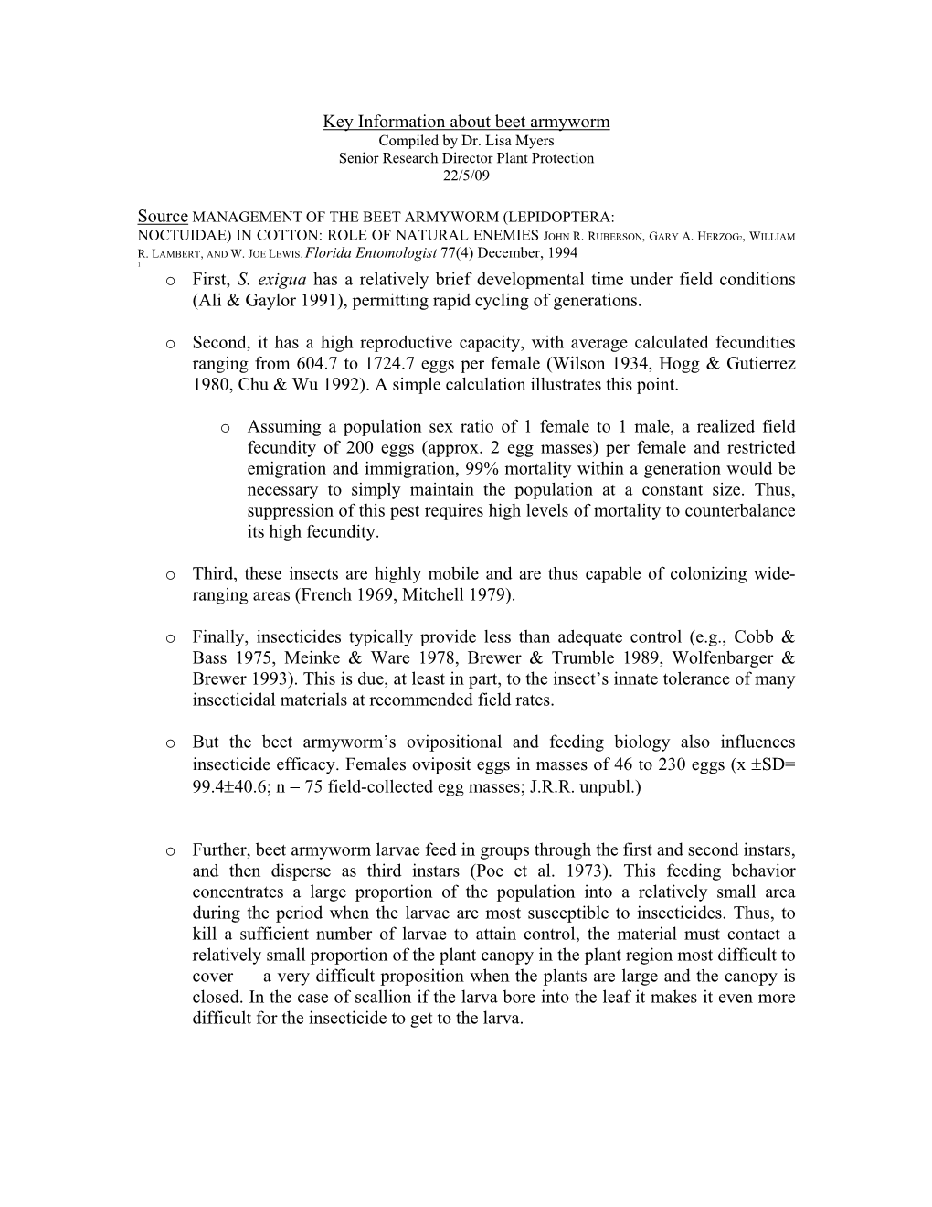 Management of Spodoptera Exiga Beet Army Worm