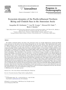 Ecosystem Dynamics of the Pacific-Influenced Northern Bering