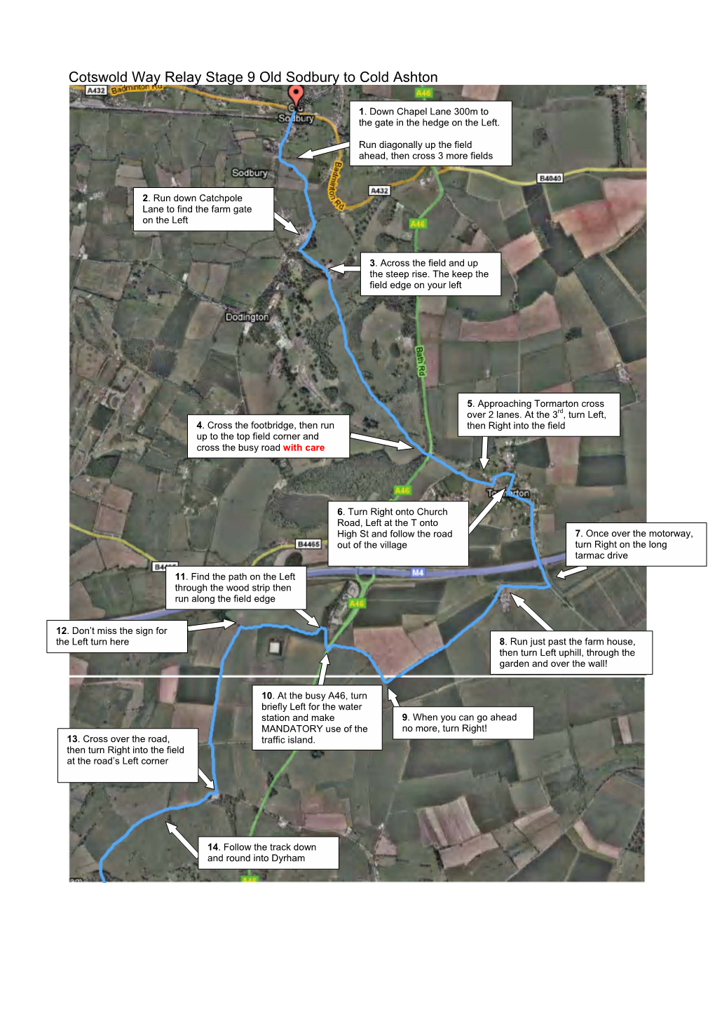 Cotswold Way Relay Stage 9 Old Sodbury to Cold Ashton