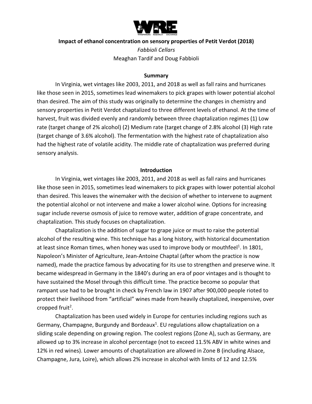 18-020 Impact of Ethanol Concentration on Sensory Properties