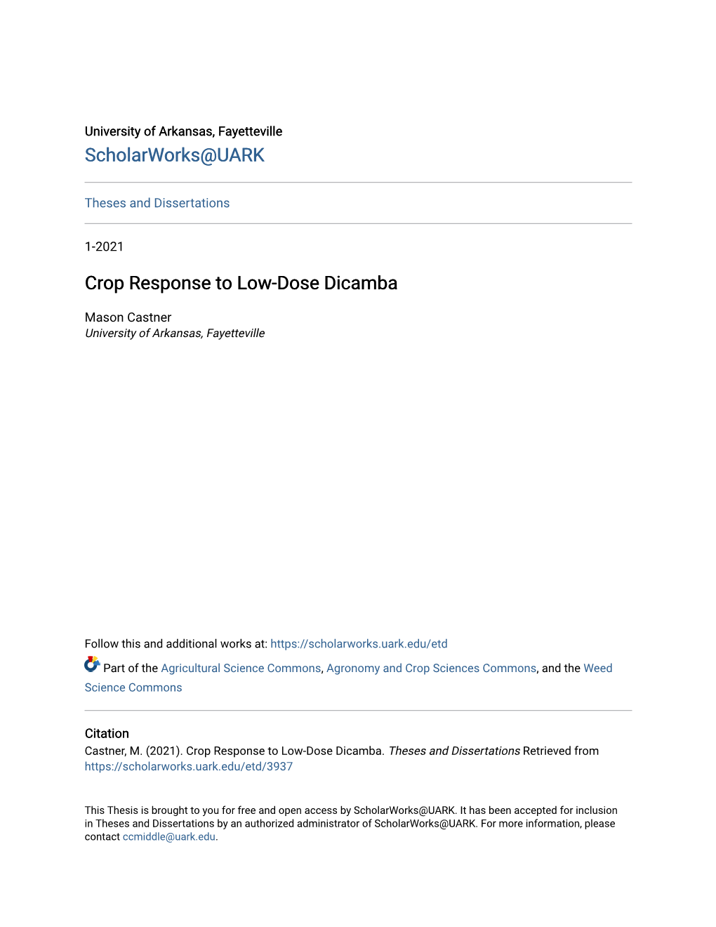 Crop Response to Low-Dose Dicamba