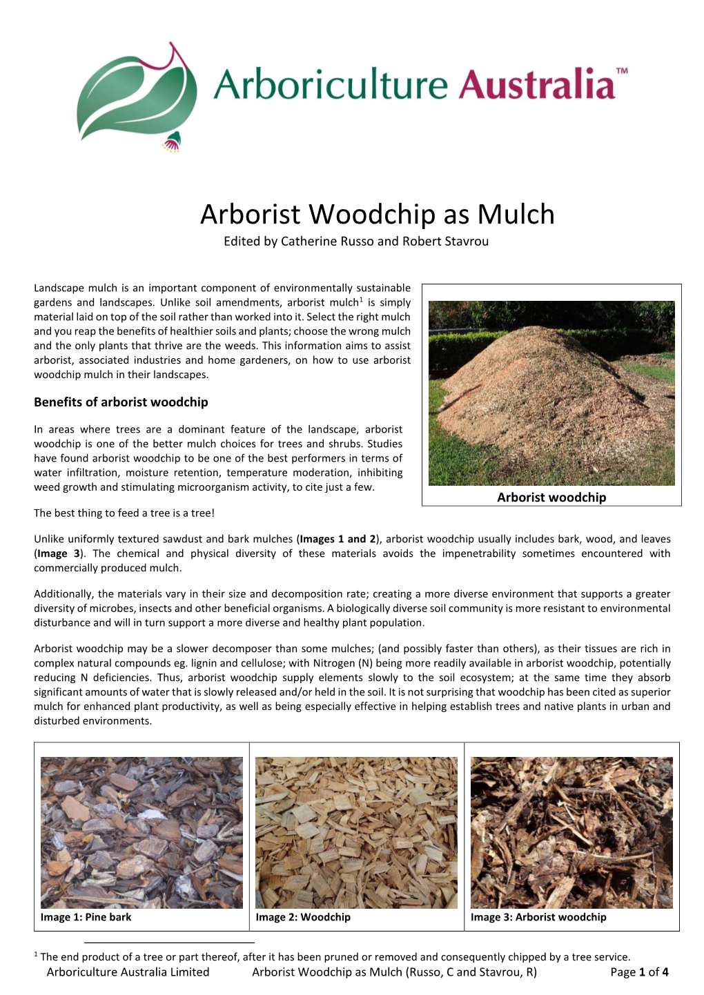 Arborist Woodchip As Mulch Edited by Catherine Russo and Robert Stavrou