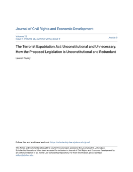 The Terrorist Expatriation Act: Unconstitutional and Unnecessary