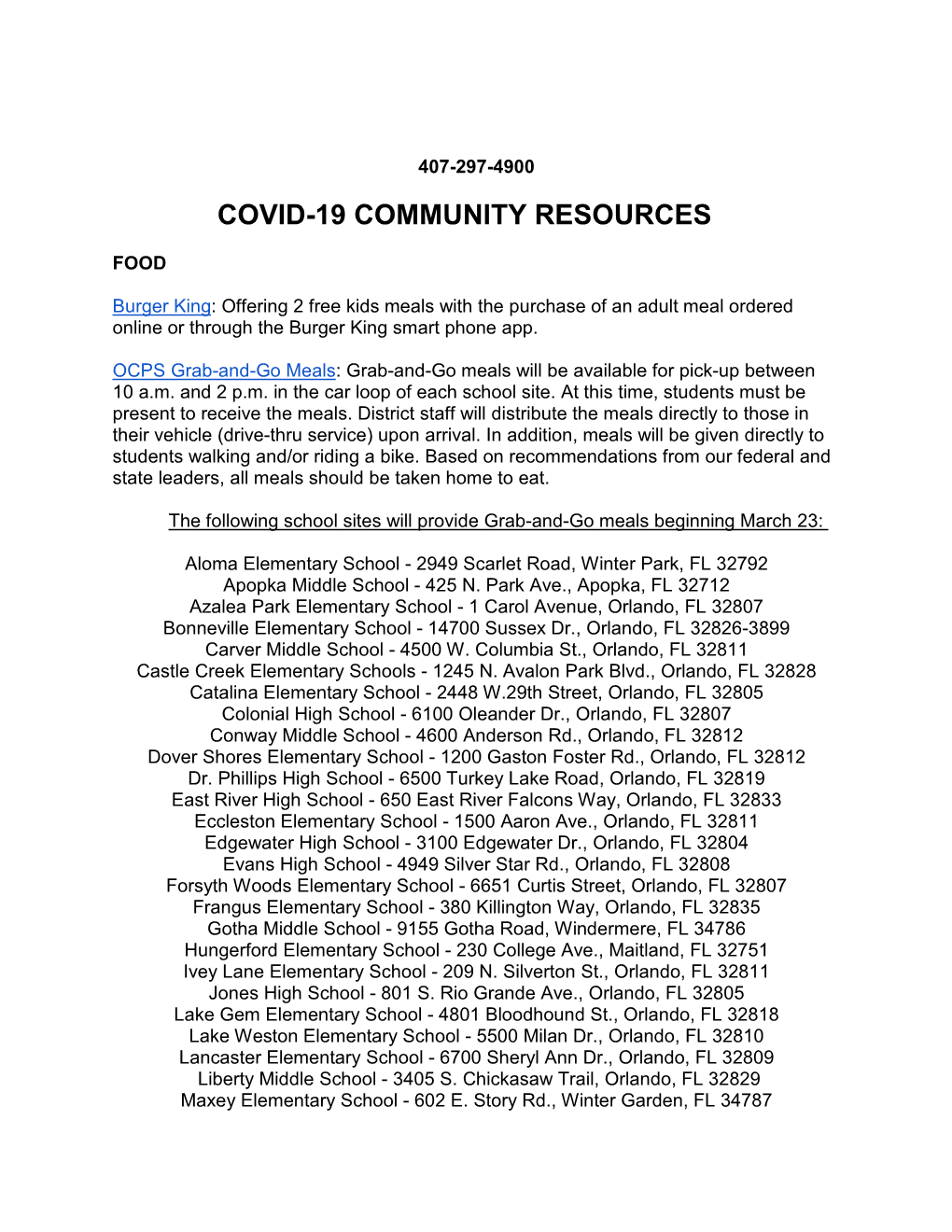 Covid-19 Community Resources