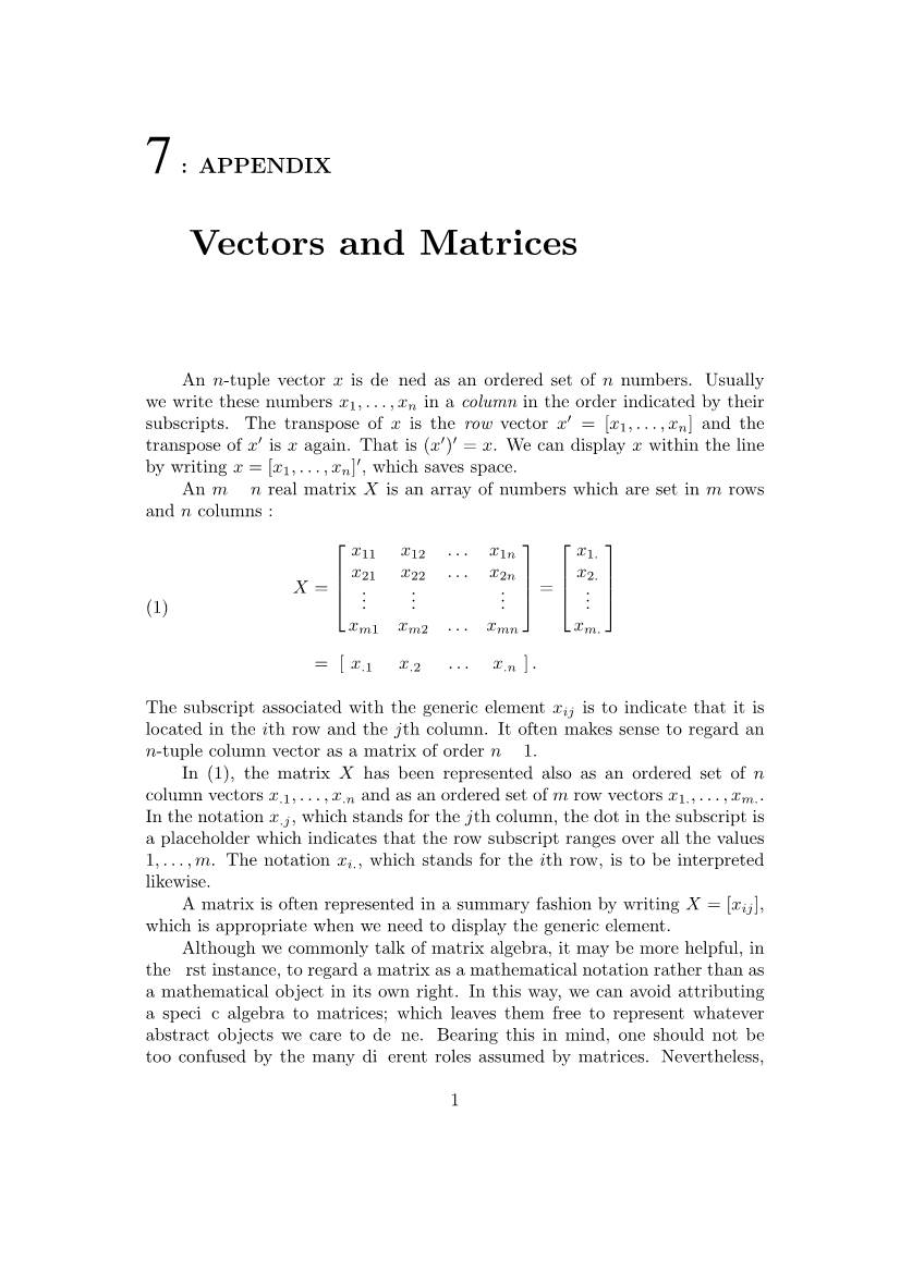 Appendix: Vectors and Matrices