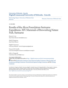 Results of the Alcoa Foundation-Suriname Expeditions
