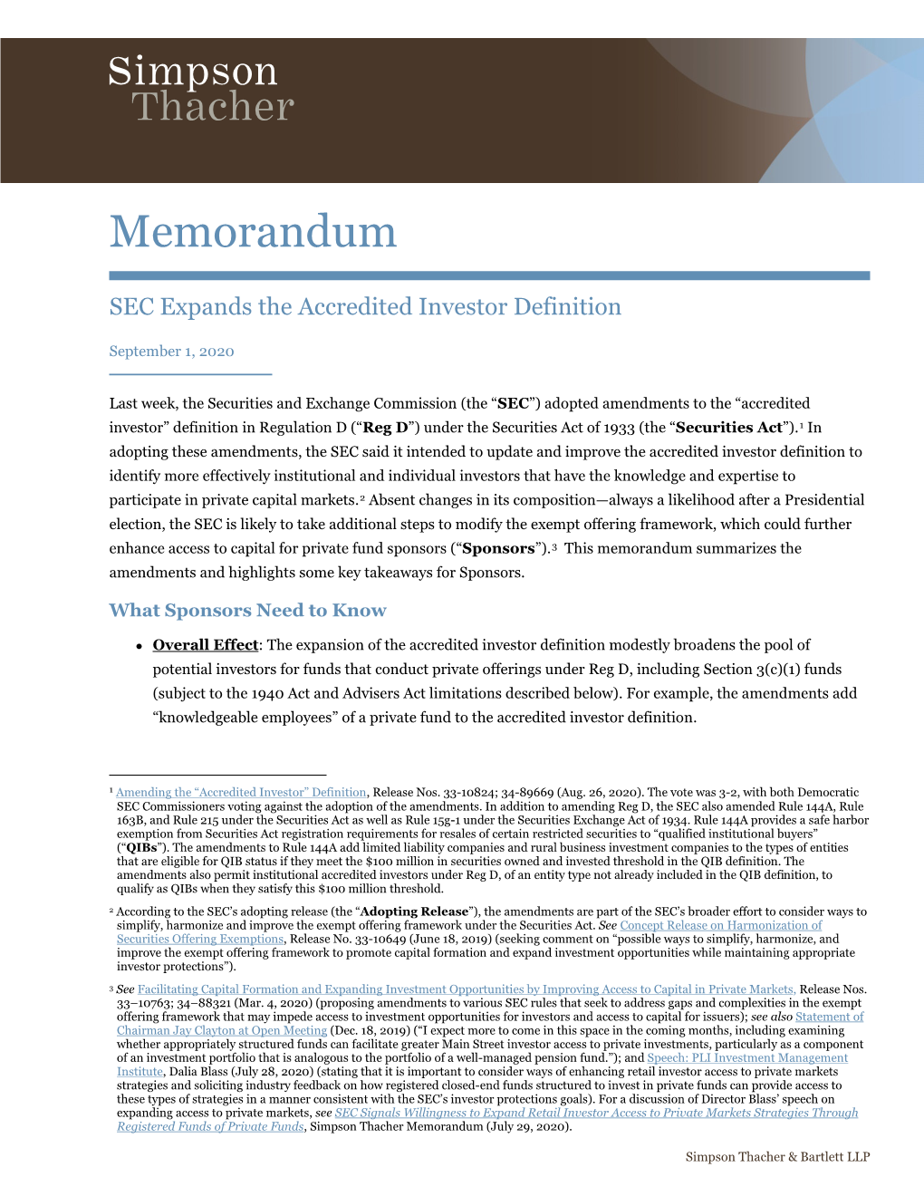 SEC Expands the Accredited Investor Definition