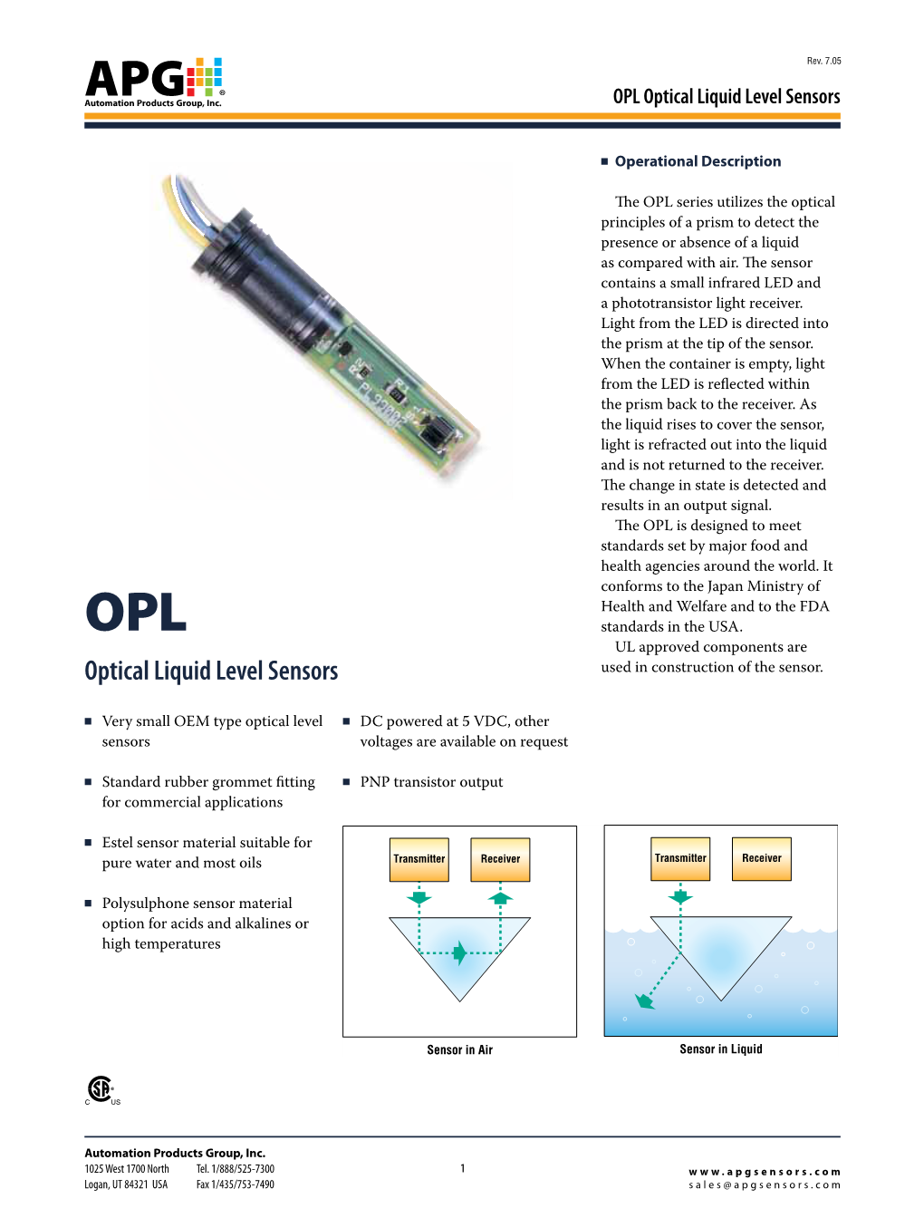 Optical Liquid Level Sensors