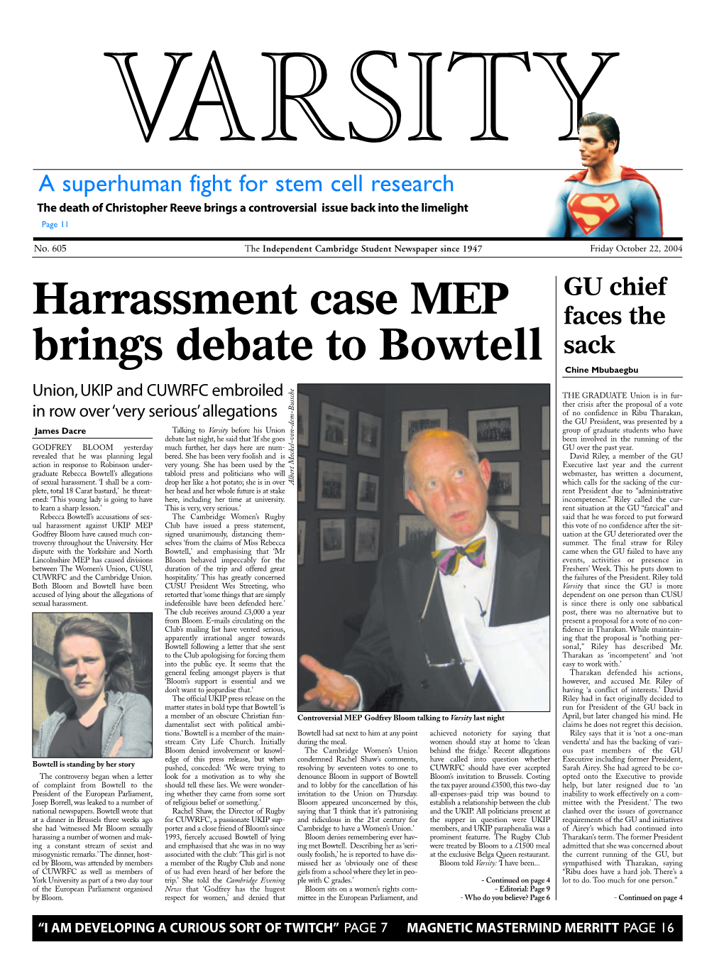 Harrassment Case MEP Brings Debate to Bowtell