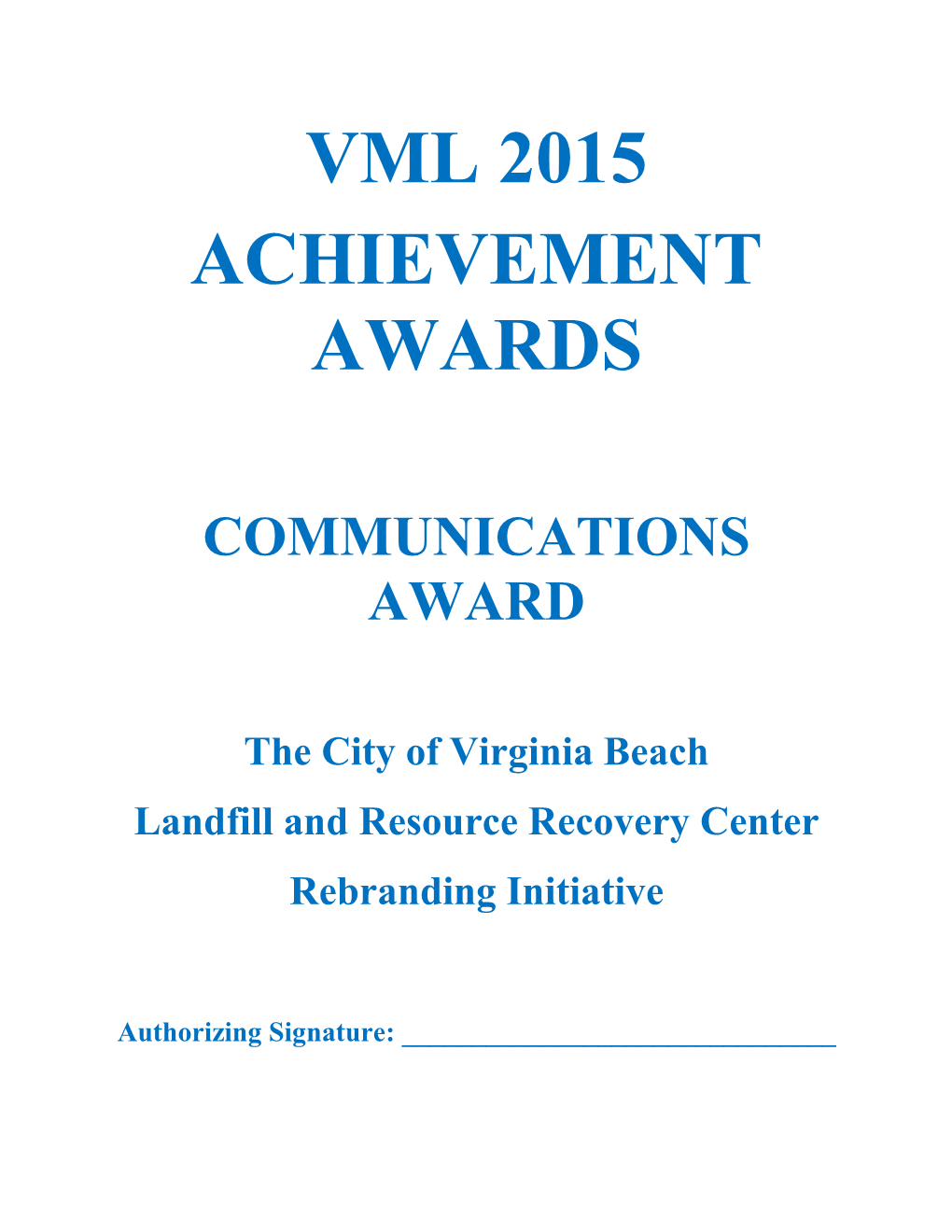 VML Communications Award