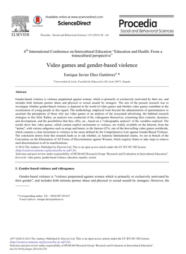 Video Games and Gender-Based Violence