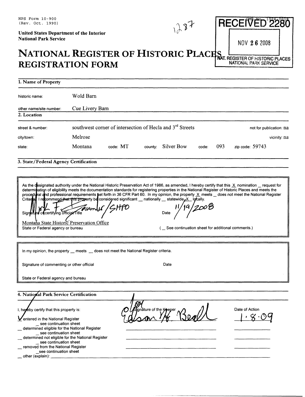 National Register of Historic Place Registration Form