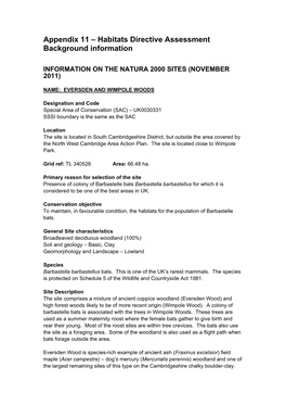 Appendix 11 – Habitats Directive Assessment Background Information